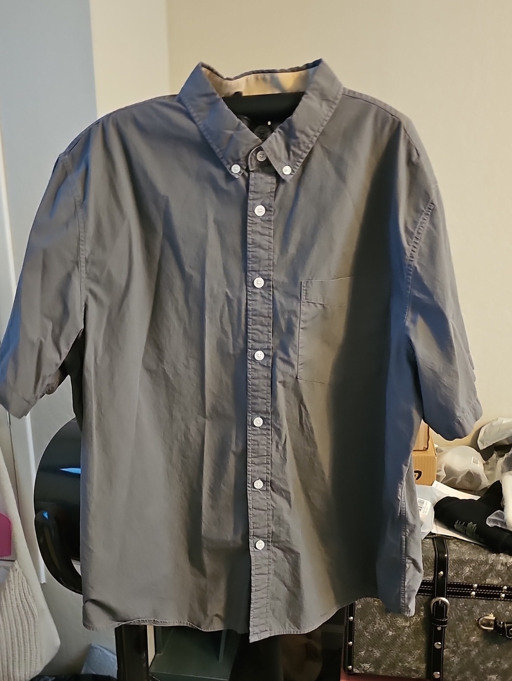 Men's Short-Sleeve Button-Down Shirt - Gray